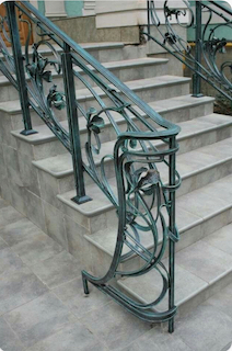 fabricant, rampe, en, fer, forgé, sur, mesure, rampe, extérieur 
